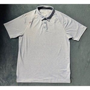 Rhone Mens Medium Delta Pique Polo Performance Stretch Shirt Light Blue Golf